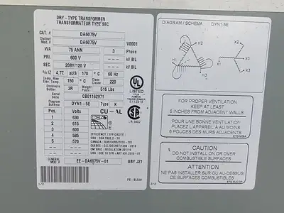 75 kVA Temporary Power Distribution Cart 600V Pri. 208Y/120V Sec.