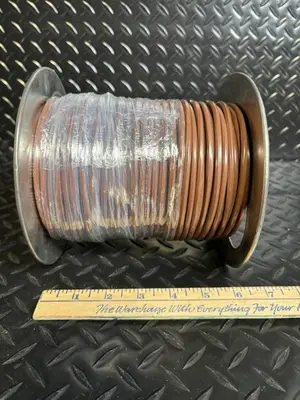 Copper Wire Spool - Brown Insulated Copper Conductor on Metal Reel