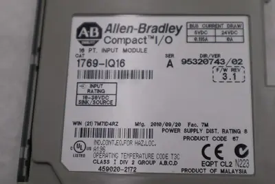 ALLEN-BRADLEY 1769-IQ16 SERIES A 16 PT. INPUT MODULE STOCK #K-1563C
