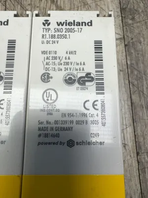 Used WIELAND SNO 2005-17 Misc Electrical & Power Parts South Carolina US | ESS Industrial Equipment Sales #1425827