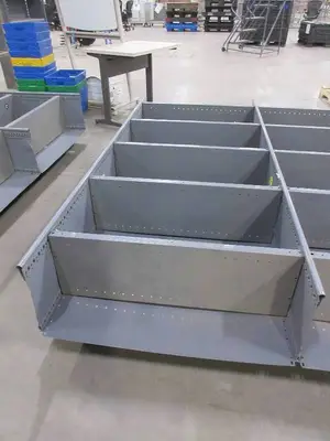 GRAY METAL SHELVING UNIT - TRIPLE WIDE