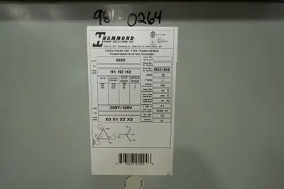 15 KVA - 480V to 208Y/120V Dry-Type Isolation Transformer (Multi-Tap)