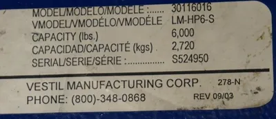 NEW VESTIL LM-HP6-S DOUBLE FORK HOOK PLATE FOR FORKLIFT 6000 LB CAPACITY LMHP6S