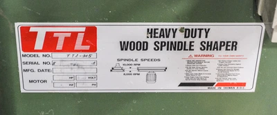 TTL Heavy Duty Wood Spindle Shaper