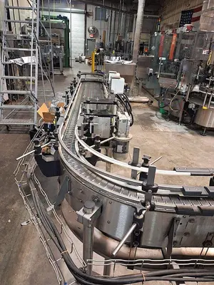 Complete KOSME Bottling Line Includes Depalletizer, Barifill Glass Filler & Flexa Labeler