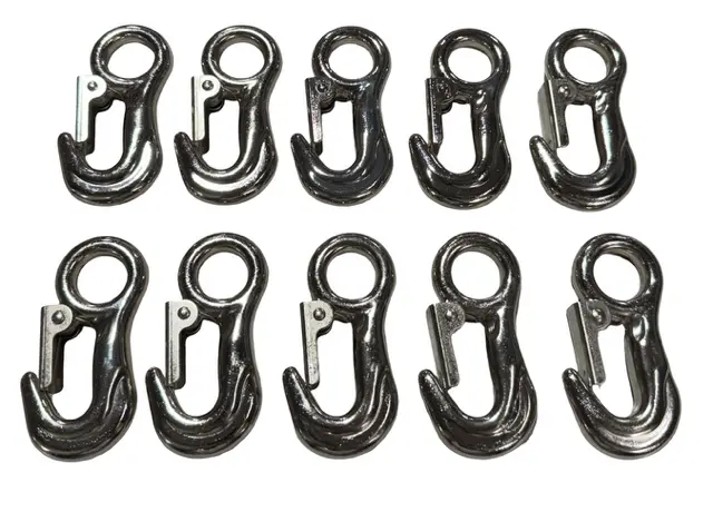 3-1/2" Safety Snap Hooks, 5/8" Eye, 1/2" Opening, Plated with Sheet Latch 10 Pack