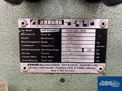 USED ARBURG 39 Ton Arburg Injection Molder, Model 220-90-350