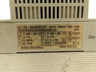 Allen Bradley 160-BA04NPS1P1 Preset Speed Controller Ser B Motor Rtg 1.5KW/2HP