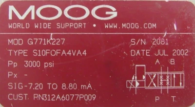 NEW G771K227 SERVO VALVE S10FOFA4VA4