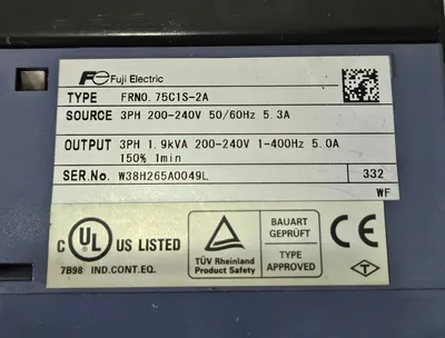 Used FUJI ELECTRIC FRN0 75C1S-2A Electronics & Components Ohio US | Great American Equipment Company #1356806