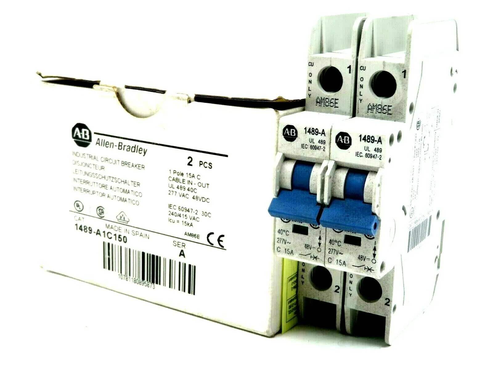 NEW 2 PCS. ALLEN BRADLEY 1489-A1C150 CIRCUIT BREAKER SERIES A 1489A1C150