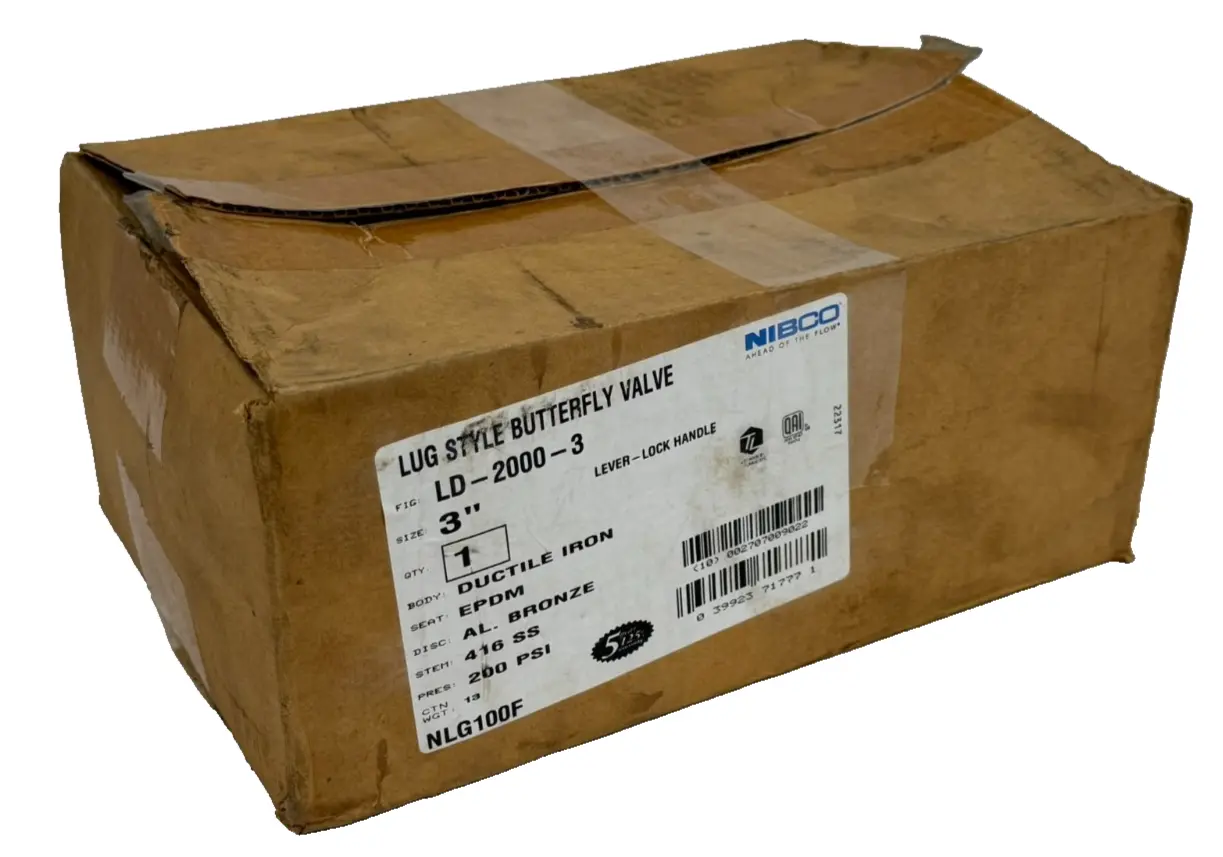 NEW NIBCO LD-2000-3 LUG STYLE BUTTERFLY VALVE 3" 200PSI LEVER-LOCK NLG100F