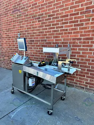USED DORNER STAINLESS STEEL CONVEYOR INSPECTION MACHINE W/ OPTEL CONTROLLER
