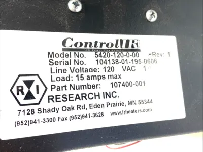 Used Research Inc Power Controller 120VAC 15A w/ StripIR Temperature Controls Michigan US | Maverick Industrial Sales #1507282