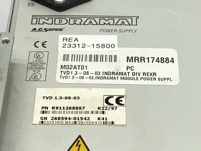 USED INDRAMAT AC SERVO POWER SUPPLY MODULE 7.5KW NO COVER