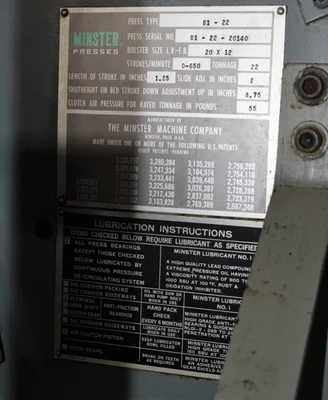 USED MINSTER B1 -22