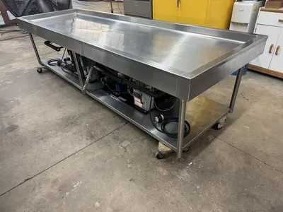 USED 2016 LESLIE FISHER ENGINEERING INC. STAINLESS STEEL CHILLER TABLE