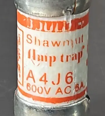 Gould shawmut A4J6 Amp-Trap Fuse 600VAC 6A Loc4C21