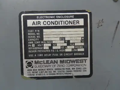 Mclean Midwest 36-0416-101 Electrical Enclosure Air Conditioner 4000 BTU 115V
