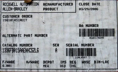 REMANUFACTURED ALLEN BRADLEY 1336F-B015-AA-EN-HCS2-L6 DRIVE 1336FB015AAENHCS2L6