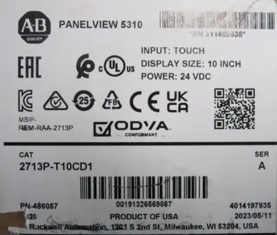 ALLEN BRADLEY 2713P-T10CD1 PANELVIEW 5310 SER.A 2713PT10CD1 NEW SURPLUS