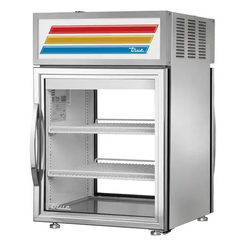 True GDM-05PT-S-HC~FGD01 24" Countertop Display Refrigerator w/ Pass Thru Access - Swing Door, Stainless, 115v