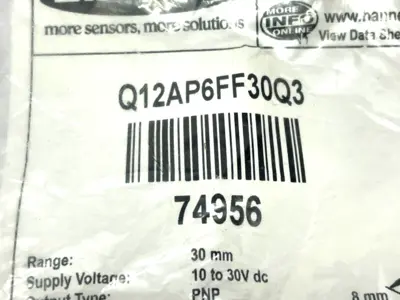 Q12AP6FF30Q3 | Banner  Miniature Self-Contained Sensor 74956 - New Other