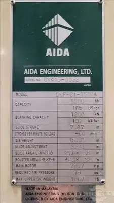 Used 2021 AIDA DSF-C1-1500A Gap Frame (OBS) Presses Illinois US | Perfection Global, LLC. #1125143