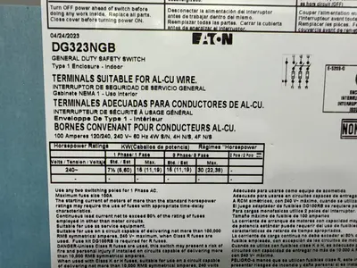 Used EATON DG323NGB Disconnects Ohio US | HGR 24 #1284750