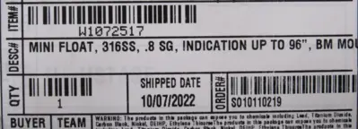 NEW SURESITE W1072517 VISUAL LEVEL INDICATOR 96"