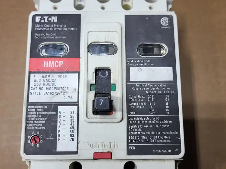 Used EATON HMCP007C08 Switchgears British Columbia CA | Lenmark #477706
