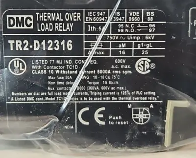 DMC TR2D12316 Thermal Overload Relay. Loc4C22