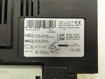 Siemens 3RT1056-6AF36 Motor Starter Contactor 185A 400VAC 120V Coil 3P 2NO+2NC