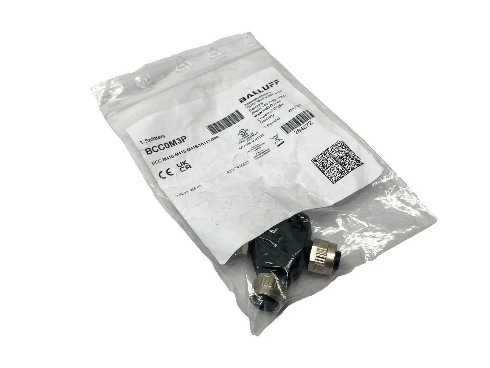 New | in-Stock Balluff T-Splitter, 2x M12 Female, M12 Male, BCC M415-M4415-T0117-000 Electrical Fittings Michigan US | Maverick Industrial Sales #1475521