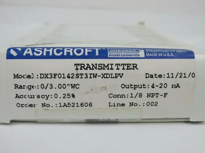 NEW ASHCROFT DX3F0142ST3IW-XDLPV PRESSURE TRANSMITTER DXLDP