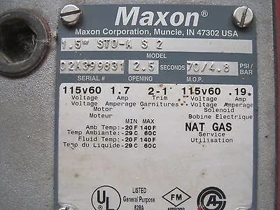 NEW MAXON 1.5" ST0-A GAS SHUT OFF VALVE