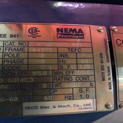Westinghouse 250 HP 575 Volt Electric Motor