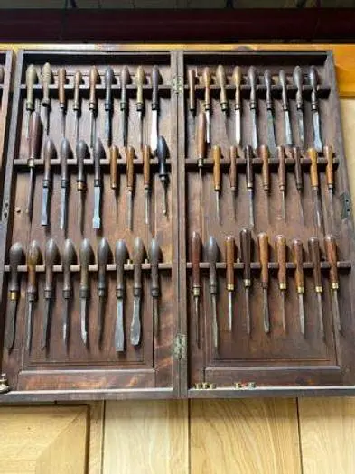 7446-385 Antique Holtzapffel Ornamental Lathe Turning Tools Chisel Set, London -54 Each