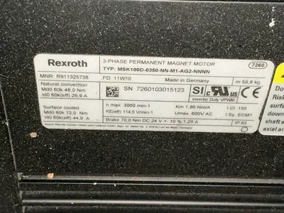 Used BOSCH REXROTH MSK100D0350NNM1AG2NNNN Servo Motors Ohio US | HGR 24 #1355884