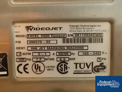 USED Videojet Video Jet Coder, Model 2000