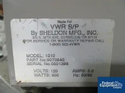 USED VWR VWR INCUBATOR, MODEL 1310
