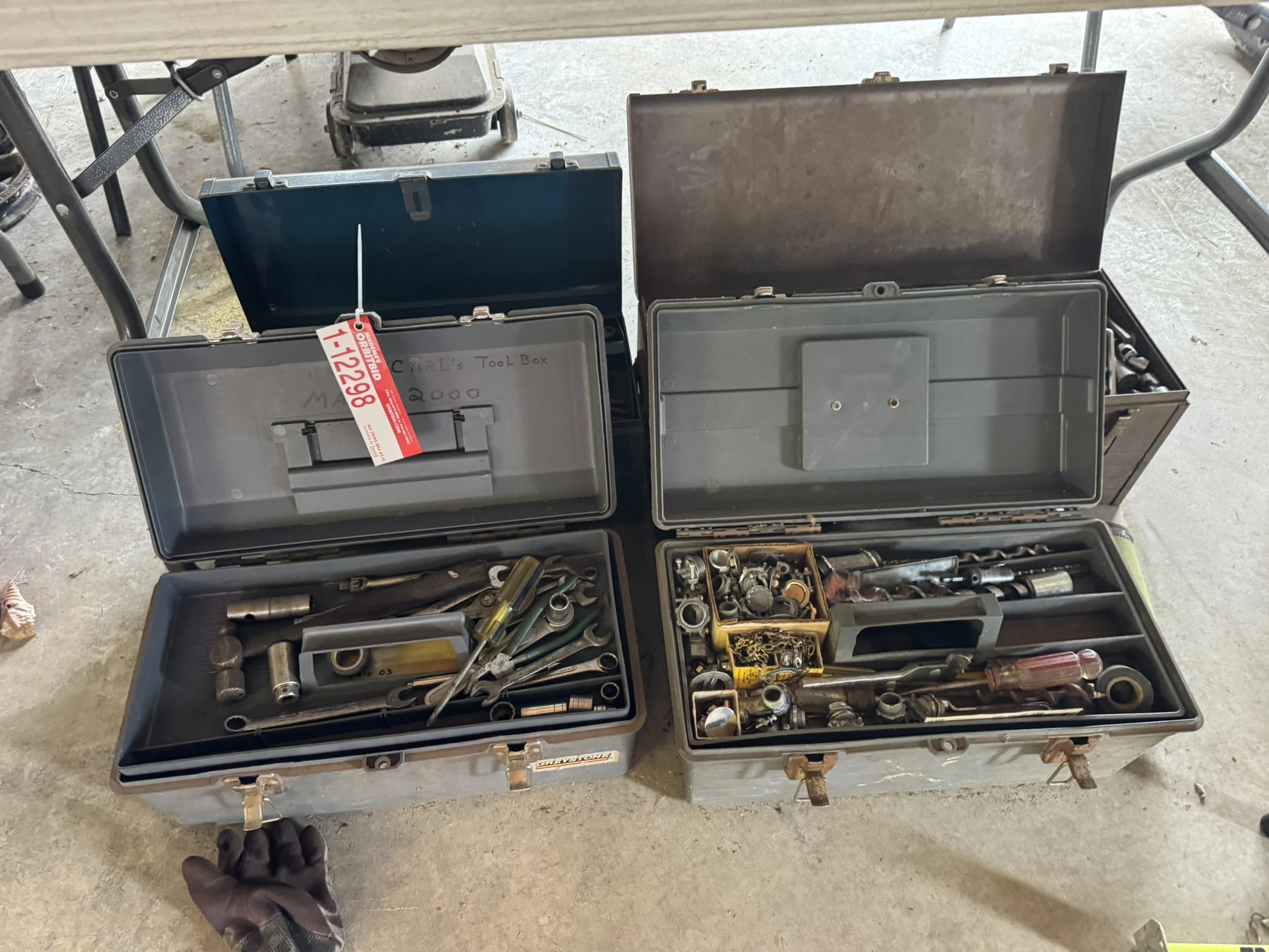 Lot of (4) tool boxes with assorted hand tools, includes electrical tooling, fittings, sockets, Alle...