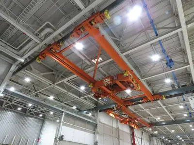 Cleveland Tramrail 25 Ton Double Girder Underhung Bridge Crane 45' 10" Span