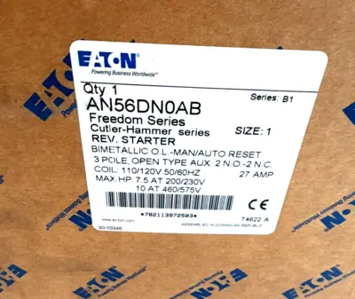 NEW EATON AN56DN0AB REVERSING STARTER SIZE 1 SER.B1