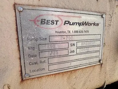 GASO 3968-F / 100 HP Triplex Pump size 2.5” x 5” with Steel Fluid End SN 44485