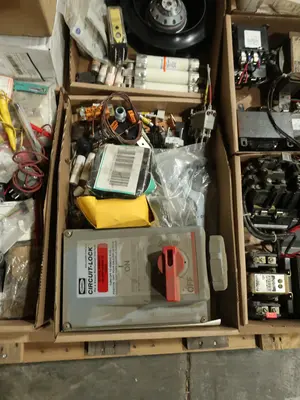5 PALLETS OF ASSORTED ELECTRICAL AND COMPONENTS