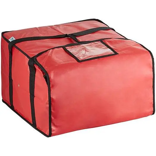 Insulated Pizza Delivery Bag Red Vinyl 20 1/2" x 20 1/2" x 12" - Holds up to (6) 16" or (5) 18" Pizza Boxes