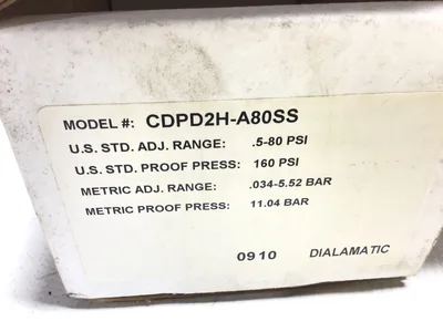 Barksdale CDPD2H-A80SS Dialmatic Pressure Switch Type 4 Proof Pressure 160PSI 11Bar
