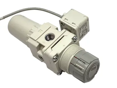Used SMC Filter Regulator 1/4" NPT W/ ISE40A-N01-Y Digital Switch Air Pressure Regulators Michigan US | Maverick Industrial Sales #1395296