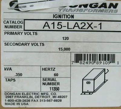 NEW DONGAN A15-LA2X-1 TRANSFORMER PRI. 120V SEC. 15000 A15LA2X1